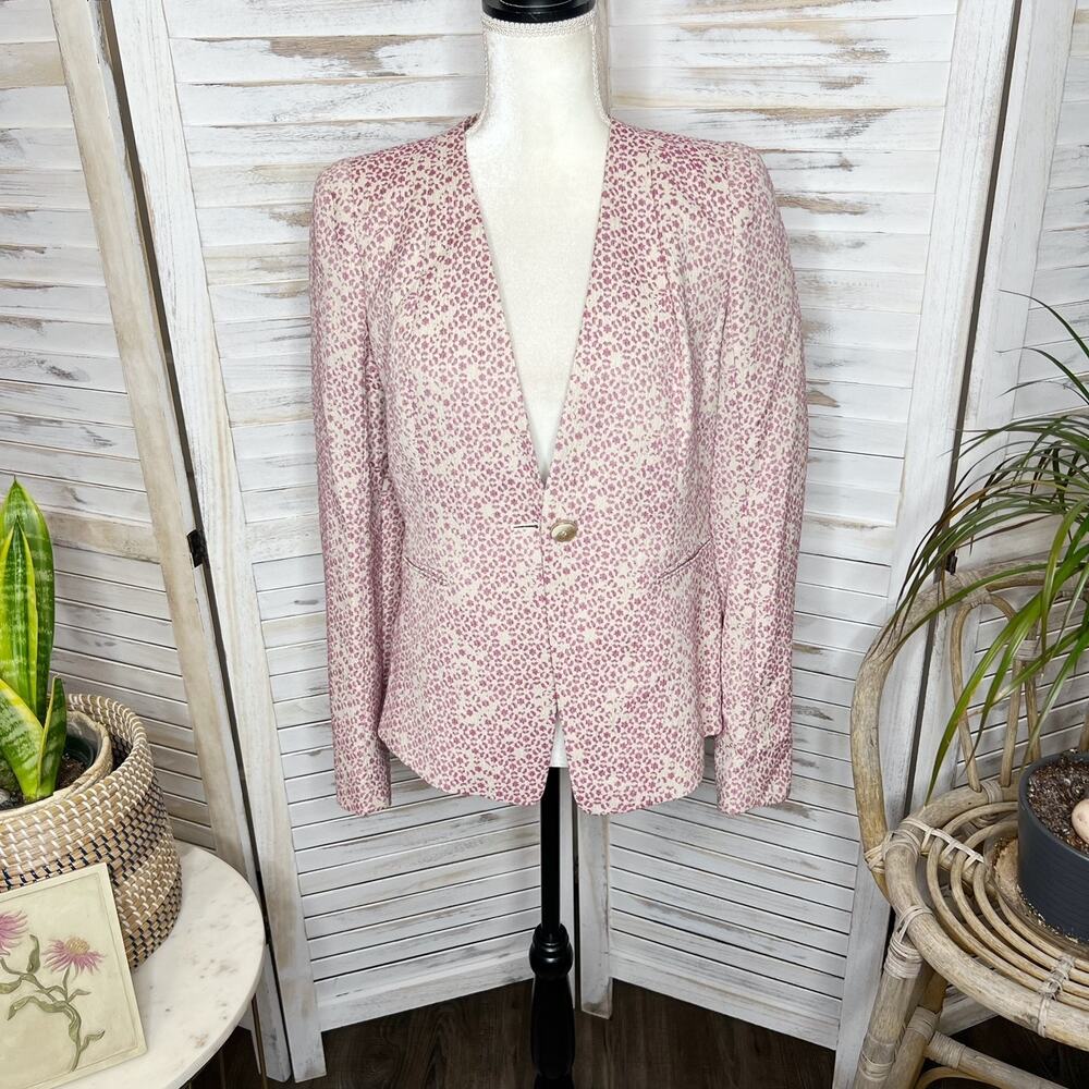 ESCADA Women's 36 US 6 Button Blazer Jacket Pink Animal Geo Print Quiet Luxury - Picture 12 of 13